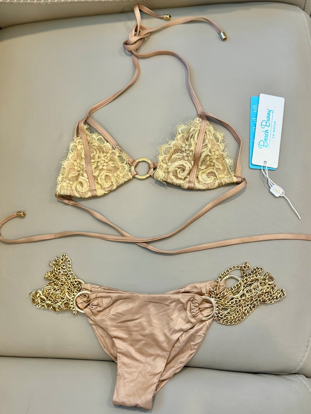 Beach Bunny Set Gold Glamour Top & Bottom
